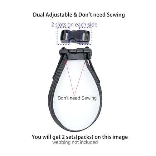 Baikeen Plastic Side Release Buckles,15mm/20mm/25mm/32mm/38mm/50mm Heavy Duty Plast Buckle Clips Belt Snap Clasp Backpack Buckle Replacement Dual Adjustable No Sewing(25mm,2sets) — view 5