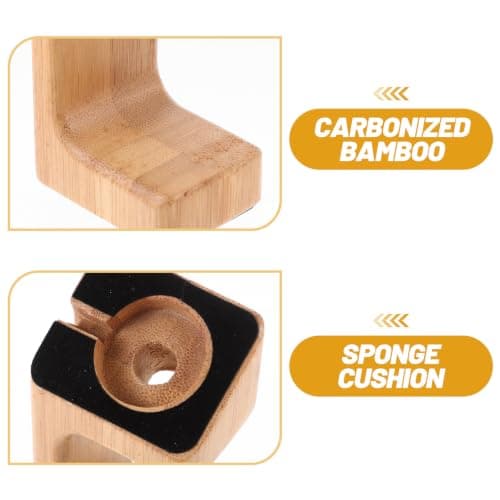 DEEPCRAFF Bamboo Charging Bracket for Smart Watch with Non-slip Pad Display Stand with Natural Wood Grain for Home Travel — view 3