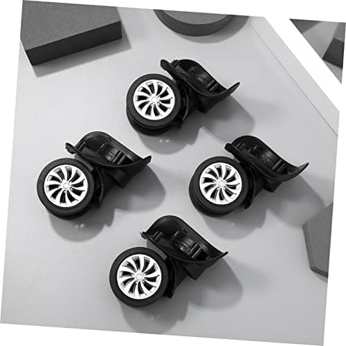 HEMOTON 4pcs Replacement Suitcase Wheels for Luggage Box with Quiet Mute Design, Sturdy Black Plastic Swivel Wheels for DIY Suitcase Repair and Universal Luggage Parts — view 4