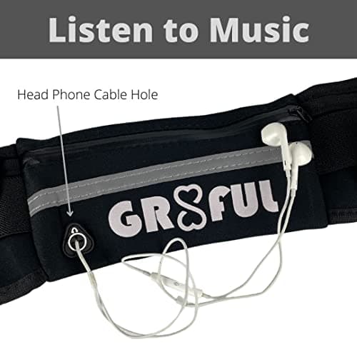 gr8ful® Running Belt for Phone/Water with Adjustable Buckle Strap for Men & Women | Zip Pockets Waist Water Resistant Fanny Pack for Sports, Hiking, Dog Walking, Travel & Outdoor Activities (Black) — view 3