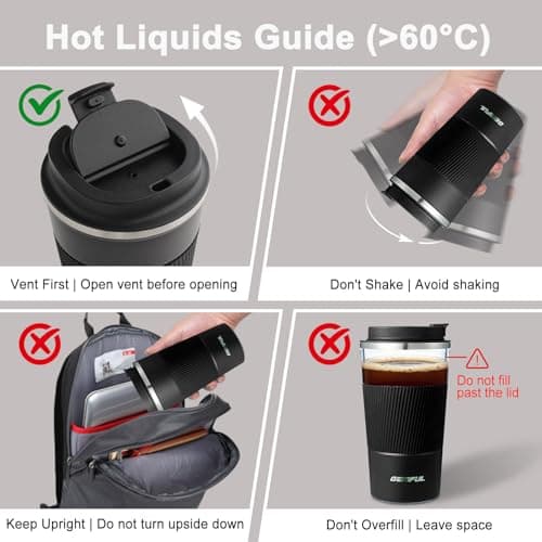 GEMFUL 510ml Thermal Coffee Cup Insulated Stainless Steel Travel Tumbler — view 3