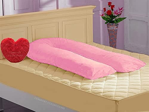 Comfort Collections 12FT U Shaped Pillow Case Cover Maternity Nursing Pregnancy Giant Bolster Full Body Pillow Case Cover COLOUR PINK