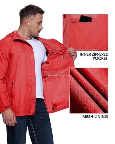 Outdoor Ventures Men's Waterproof Jacket Lightweight Windproof Rain Coats — view 5