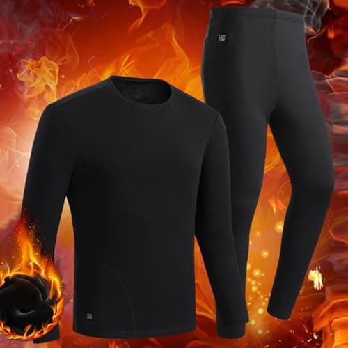 Men's USB Heated Thermal Underwear Set with 11 Heating Zones, Intelligent Temperature Control, Winter Base Layer for Outdoor Sports and Cold Weather (Black, L) — view 2