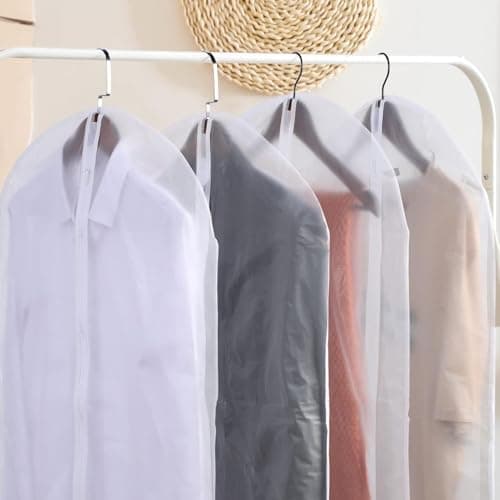 Suit Bags, pack of 5, 60 cm x 100 cm, Translucent PEVA Garment bags with zippers, durable Clothes Covers, Reusable Garment Bags for Suits, Dresses, Coats — view 3