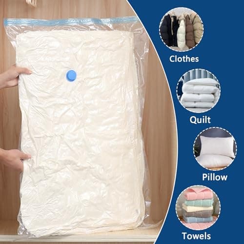 Vacuum Storage Bags - (5 x Large, 5 x Small) Space Saver Sealer Compression Bags, Reusable Vacuum Bags for Storage Clothes, Bedding, Pillows, Travel — view 3