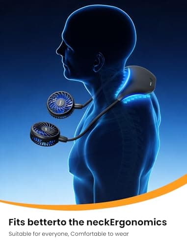 HandFan 10000mAh Neck Fan, 360° Rotation Hands Free Portable Fans for your Neck, 48h Lasting Rechargeable Battery Operated Wearable Necklace Personal Cool Fans for Travel/Disney/Sports/Cycling/Hiking — view 6