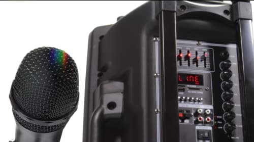 Portable PA Speaker System with Bluetooth, USB - MP3, 2 Wireless Microphones 12" Woofer, Loud 300w Power, Bass & Treble Controls (VS-P120) — view 5