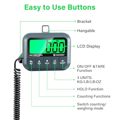 UNIWEIGH Digital Parcel Postal Scale 440lb/0.35oz Accuracy for Packages — view 4