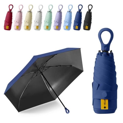 FANSEZQ Sun Umbrella, Mini Travel Umbrella With Case Small Compact Protection Sun Lightweight Tiny Pocket Umbrella