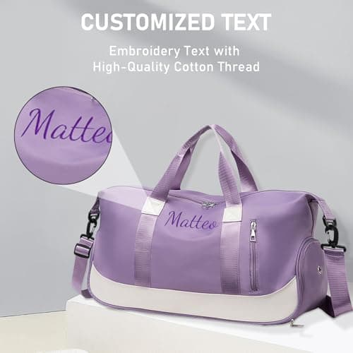 Personalized Waterproof Duffle Bag - Custom Embroidered, Pink — view 5