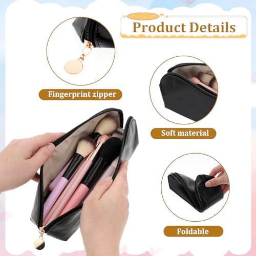 Prasacco Travel Makeup Brush Bag - Portable Cosmetic Organizer with Zipper, Compact Toiletry Case for Daily Use and Work — view 3