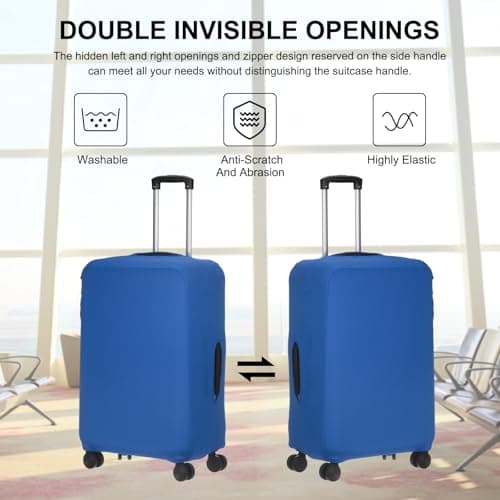 sourcing map Travel Luggage Cover, Washable Suitcase Covers for Luggage Anti-scratch Suitcase Protector Elastic Baggage Protective, Fits 26-28 Inch Suit Case, Blue — view 4