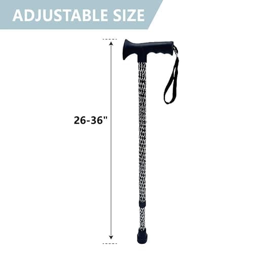 Adjustable Walking Stick Cane with Grip Ergonomic Handle for Men Women (Black Silver) — view 5