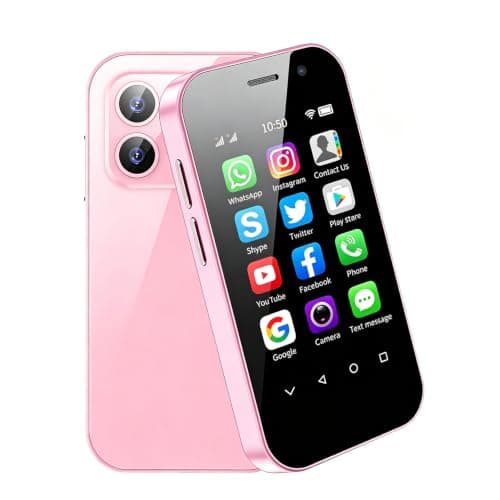 Smartphone unlock, 3.0-inch display screen, Android 12, 4G dual SIM card, 1950mah long battery life, 2MPx+5mMP high-definition camera, Bluetooth/WiFi/facial recognition/OTg/SMS (3GB+32GB Pink)