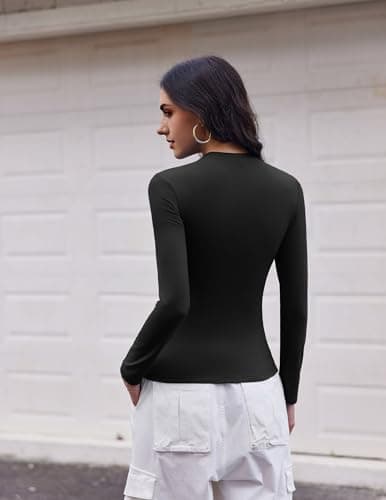Ekouaer Womens Long Sleeve Tops Thermal Tee 1pcs Schwarz S — view 4