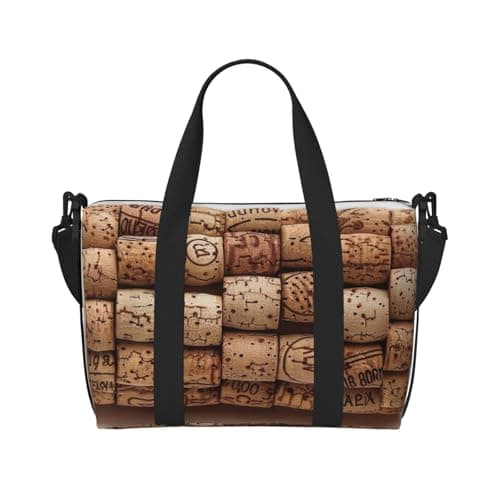 Wine Cork Print Foldable Travel Duffel Bags, Sports Gym Bag Outdoor Weekend Bag Crossbody Bag for Air, Travel Holdall, Fitness, Short Breaks for Women Men