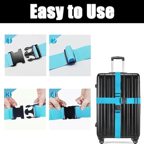 2PCS Luggage Suitcase Straps, Adjustable Travel Accessories Non-Slip Thickened Luggage Belt with Quick Release Buckle, Travel Luggage Straps for Suitcase Baggage (Black) — view 4