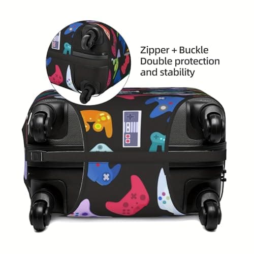 Richugui Interesting and Diverse Game Machines Luggage Cover Elastic Washable Stretch Suitcase Travel Suitcase Protector Anti-Scratch Cover for Kid and Adult,S (18-21 inch suitcase) — view 4