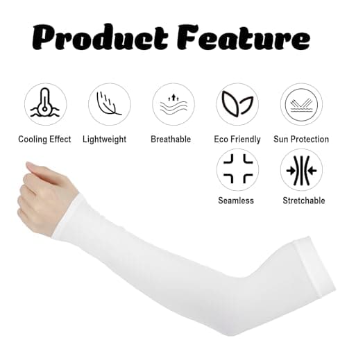 Ouligay 2 Pairs Arm Sleeves for Men Women UPF 50 UV Sun Protection Arm Sleeves Cooling Sport Compression Tattoo Cover Up Sleeve(white) — view 5