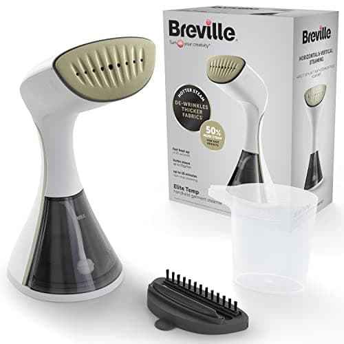 Breville EliteTEMP Handheld Garment Steamer | Horizontal & Vertical Clothes Steamer for Home & Travel | 1500W | Fast Heat Up | White & Gold