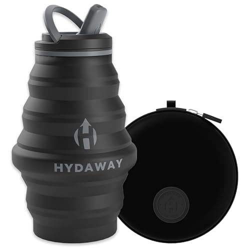 HYDAWAY Hydration Travel Pack - 17oz Collapsible Water Bottle with Flip-Top Lid and Protective Travel Case - BPA-Free, Leak-Resistant, and TSA-Friendly for Commuting, Hiking, and Traveling