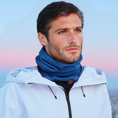 ACUSHLA 100% Merino Wool Neck Gaiter, Ski Mask Neck Warmer Unisex, Cyan — view 2