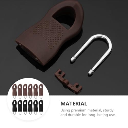 SUPVOX 12pcs Detachable Zipper Pull Tabs with Alloy and Rubber Heads, Large Black and Brown Zipper Handles for Clothing, Bags, Jackets, Universal Repair Kit for Travel and DIY Use — view 4