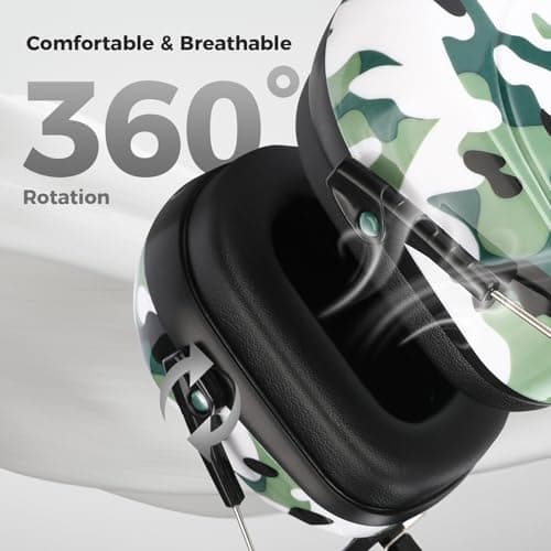 ProCase Ear Defenders Adults, NRR 28dB Noise Cancelling Headphones for Autism Kids Children, Hearing Protection Earmuffs, Sensory Headphones for Shooting Construction Mowing -Camogreen — view 4
