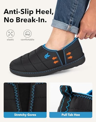 VeraCosy Men's Quilted Slippers Anti Skid Outsole Outdoor Knight Black,8-9 UK — view 5