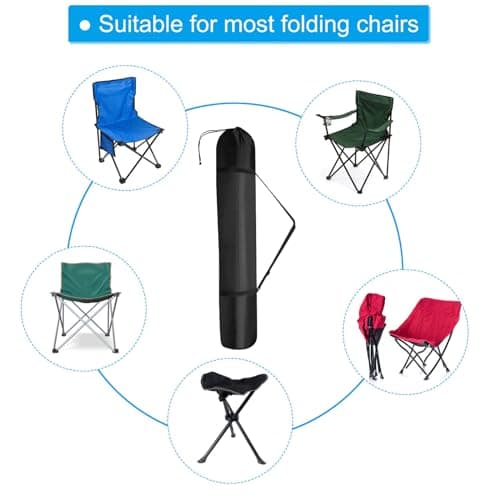 PATIKIL 46 Inch Camp Chair Replacement Bag, 2 Pack 210D Oxford Folding Chair With Shoulder Strap Storage for Outdoor Camping Travel, Black — view 4