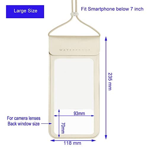Baitoo Waterproof Phone Pouch,IPX8 Waterproof Phone Case Bag Holder for iphone 14 Pro Max/14 Plus/13 Pro Max/13 Pro/13/12/12 Pro Max/11/11 Pro Max/Xs Max/XR to 6.9" for Kayaking Swimming Beach(Gold) — view 4