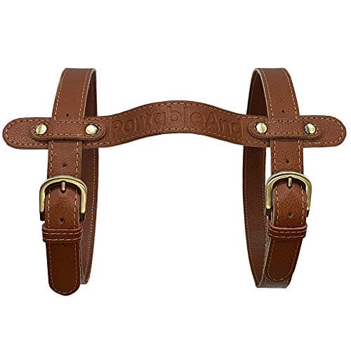 PortableAnd Genuine Leather, Outdoor Picnic Blanket Carry Strap for Camping, Festivals, Picnics, Motorcycle Bedroll Straps (Natural Brown)