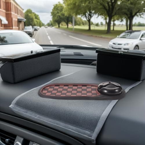 VILLCASE Multifunctional Brown Pvc Car Phone Mount and Anti-slip Mat for Car Dashboard with Enhanced Stability and Organizing Small Essentials for Interior and City Commutes — view 6