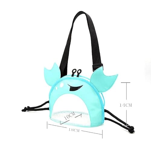 CAREOR Creative Beach Zipper Bag, Portable Crab-Shaped Mesh Beach Bag with Adjustable Shoulder Straps for Shell Sea Pool Toy (Pink) — view 3
