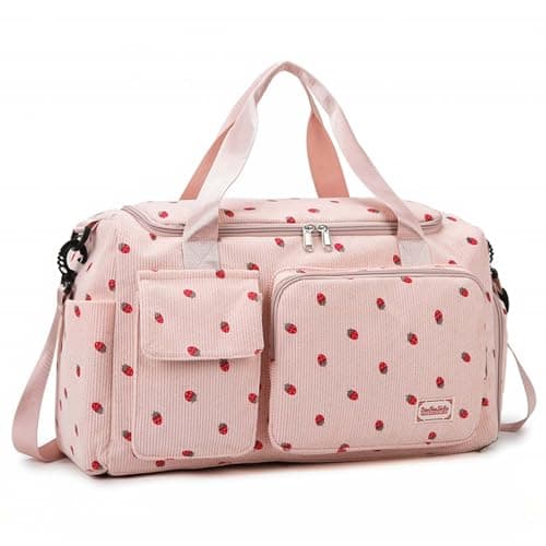 Womens Gym Sports Bag, Travel Duffle Bag Womens, Weekend Travel Bags with Shoes Compartment and Dry Wet Separation, 20-35L (Pink)