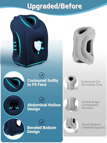 Maliton Inflatable Travel Pillow, Neck Support for Airplane(Navy Blue) — view 2