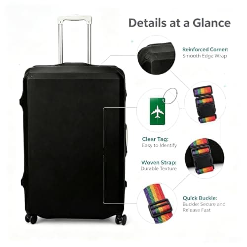 Suitcase Cover 3-Pack, Black Milk Silk Large Size, Dust Protection，Black Milk Silk Material, Dust-Proof Luggage Protection, Large Size Suitcase Cover, Polypropylene Strap Included, Green Accessory — view 3