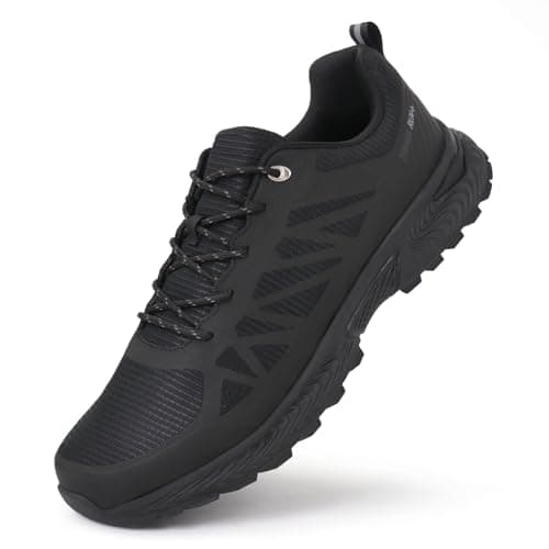 Hawkwell Men's Plus Size Outdoor Trail Running Shoes UK Size 12 13 14 15 16 17 18, Black PU, 16 UK
