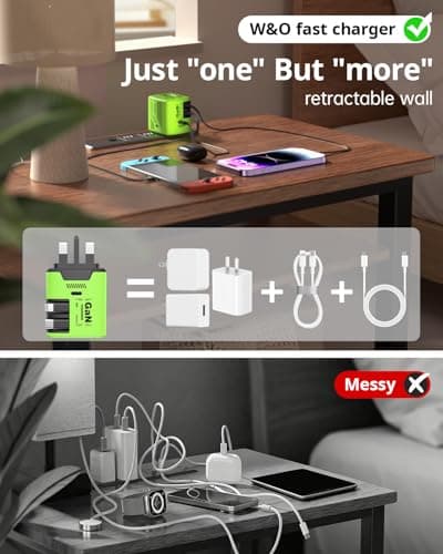 60W Wall Charger with Dual 1.2m Retractable Cables, Travel Essentials Brick — view 2