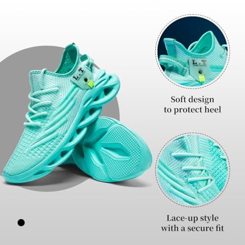 XKOWUO Mens Womens Trainers Walking Running Shoes Non Slip Gym Slip On Tennis Trainers Outdoor Sports Sneakers Lightweight Workout Shoes Light_Green Size 5.5 — view 5
