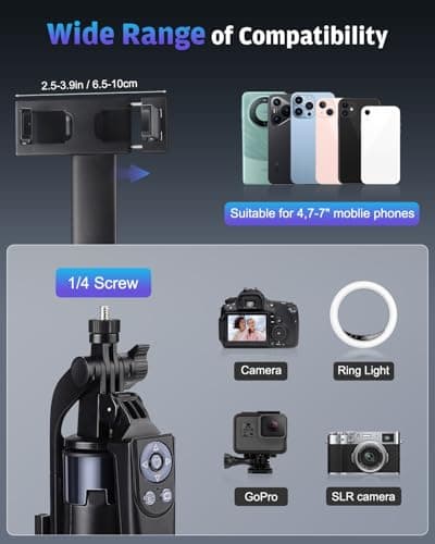Avaspot 71" Phone Tripod with 2 LED Fill Lights & Removable Remote, All-in-One Extendable Selfie Stick Tripod for iPhone, Android & Camera, Ideal for Selfies, Vlogging & Video Recording — view 5