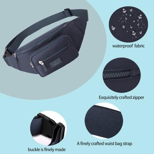 Bumbags for Ladies Bum Bag Fanny Pack Men Women Waist Pack Lightweight Adjustable for Running Walking Hiking Jogging (Blue) — view 2