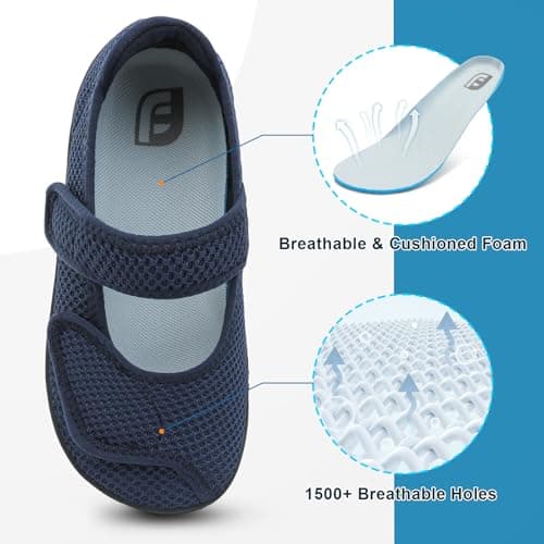 JOINFREE Womens Extra Wide Fit Walking Shoes Mary Jane Navy Blue — view 5