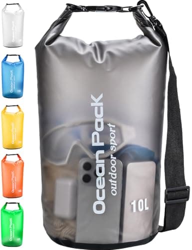 Henrycares Waterproof Dry Bag 20L 10L 5L, Sack with Long Adjustable Shoulder Strap, for Traval, Camping, Hiking, Swimming, Boating, Fishing (Black, 10L)