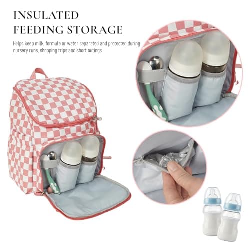 DEFAHN Baby Changing Bag Backpack, Checkered Nappy Bag Backpack with Mat — view 4