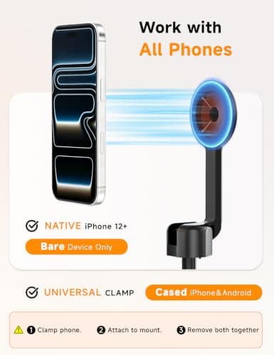 ANXRE 71" Magnetic Phone Tripod with Universal Clamp,N Mag3 Selfie Stick — view 2