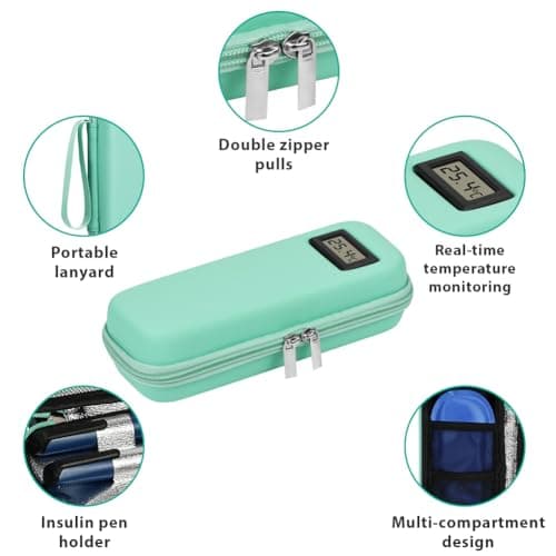 Fefod Insulin Cooler Travel Case with Temperature Display, TSA Approved Refrigerated Medicine Cooler for Travel, Insulin Pen Case with 2 Reusable Ice Packs, Diabetic Small Storage Travel Pack — view 4