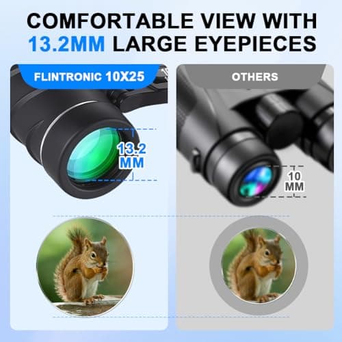 Flintronic 10X25 Binoculars for Adults, Compact Binoculars with BAK4 Prism, FMC Green Film, Easy Focus High Powered Binocular for Bird Watching Outdoor Sports Concerts Hunting Travel Camping — view 3