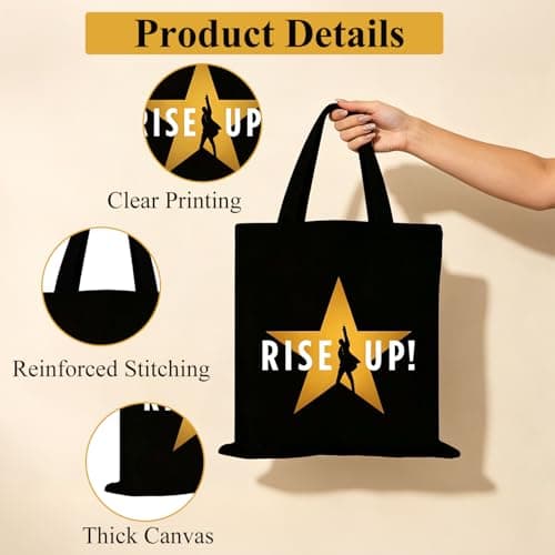 Xenovate Hamilton Canvas Tote Bag, Hamilton Merch Totebag for Musical Fans, Reusable Canvas Shoulder Bag for Shopping, School, Work, Travel and Daily Use — view 4